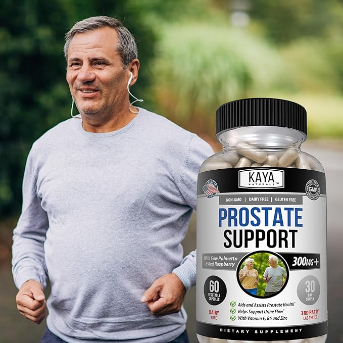 Kaya Naturals Prostate Support - Saw Palmetto, Potent DHT Blocker for Hair Growth, Promote Sleep, Beta Blocker to Reduce Frequent Urination, Support Bladder Emptying & Stamina Supplement (60 Capsules)