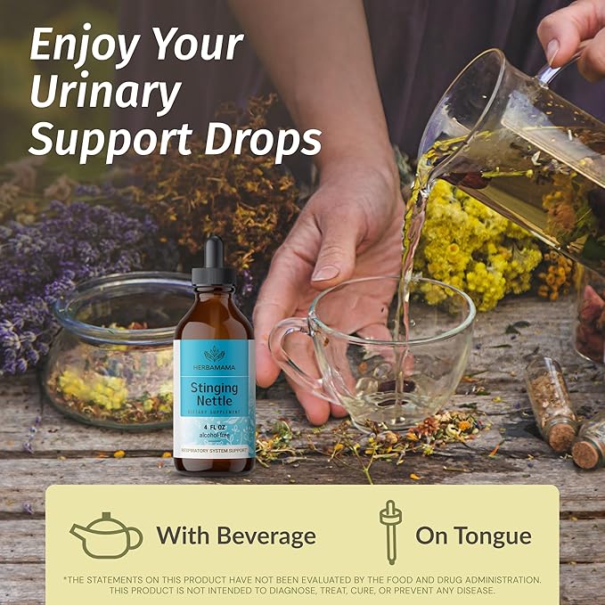 HERBAMAMA Herbal Liquid Drops Kit - Bundle of Stinging Nettle & Turmeric Curcumin Tincture 4 fl oz - Vegan, Non-GMO, Sugar & Alcohol-Free - 2 Pack
