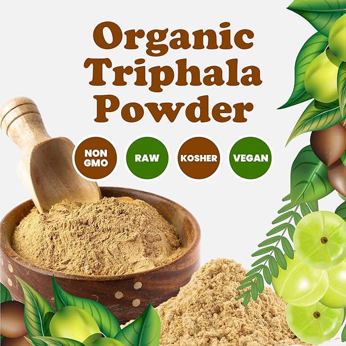 Food to Live Organic Triphala Powder, 1 Pound – Natural Detox, Blend from Fruits Amalaki, Haritaki and Bibhitaki, Non-GMO, Perfect for Tea and Smoothies, Vegan, Kosher, Bulk
