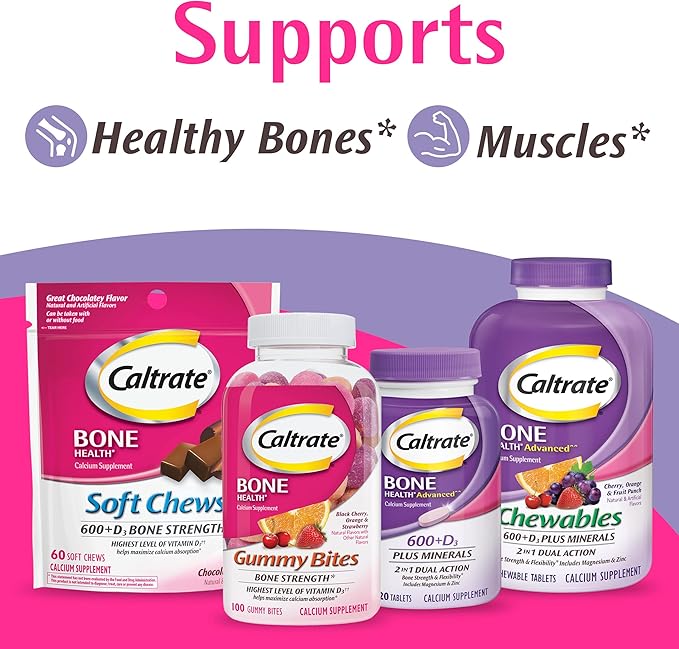 Caltrate 600 Plus D3 Plus Minerals Calcium and Vitamin D Supplement Tablets, Bone Health and Mineral Supplement for Adults - 165 Count