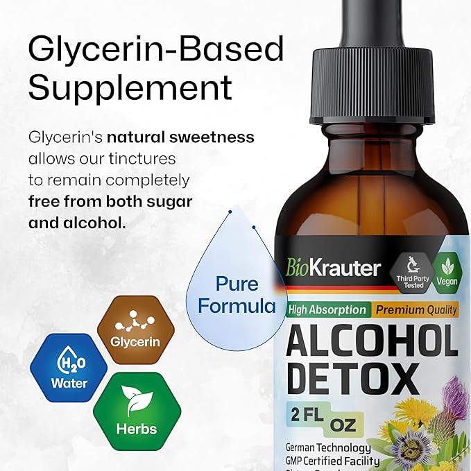 BIO KRAUTER Alcohol Detox Tincture 2 Fl. Oz. & Uric Acid Support Tincture 4 Fl. Oz.