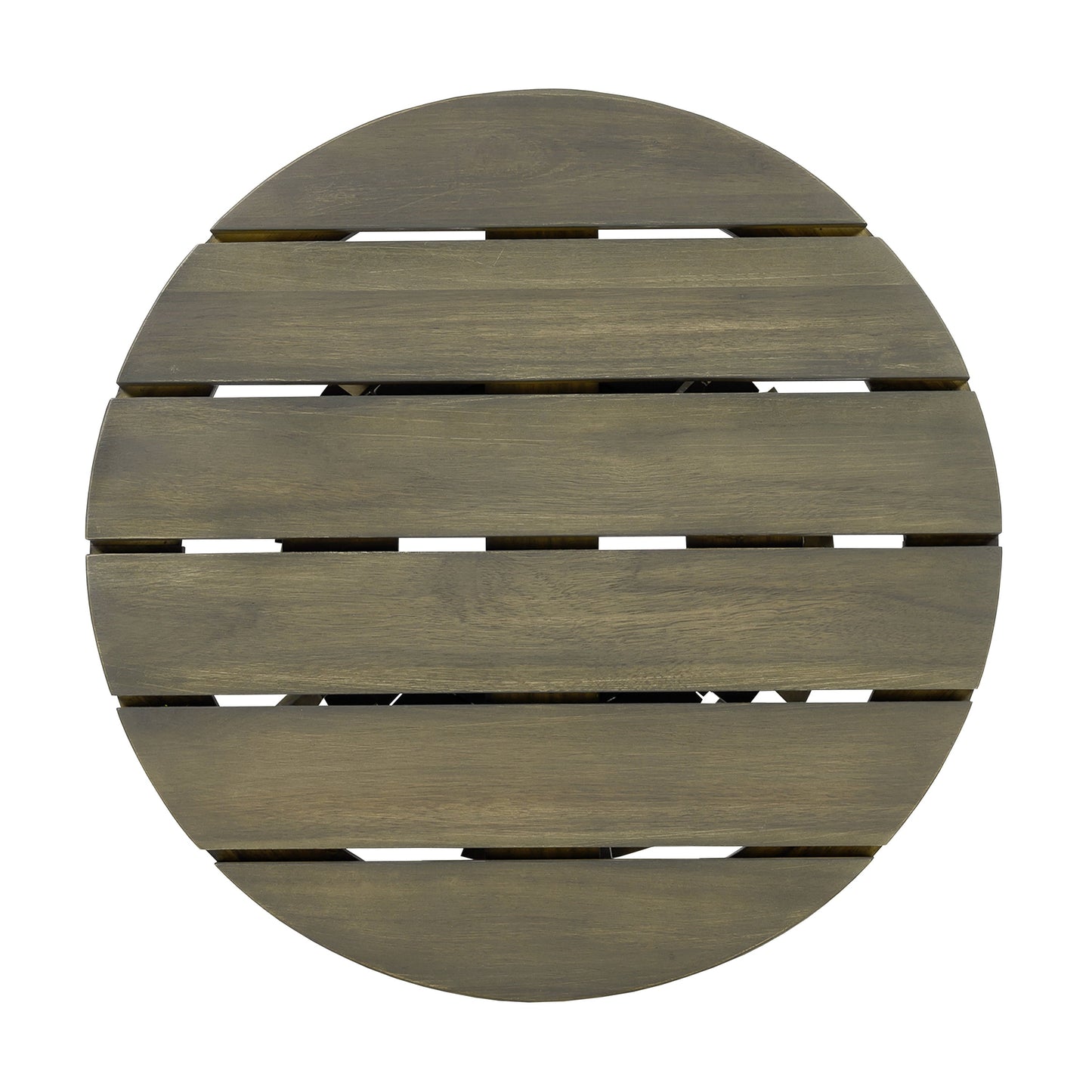 Outdoor Acacia Wood Patio Side Table, Round Coffee Table for Backyard, Lawn, Balcony,Grey Finish