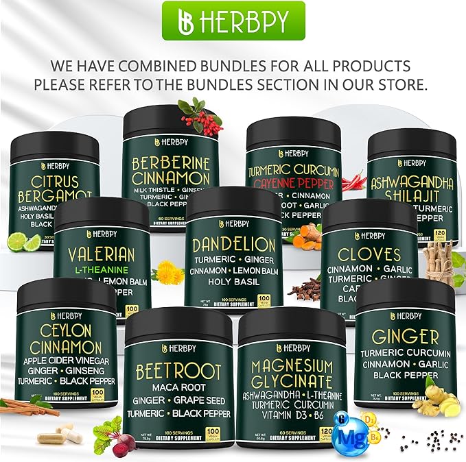 Bundle 7in1 Berberine HCl 97% 120 Count & 4in1 Cardamom Capsules 100 Count - Support Immune, Digestion, Heart Health, and Natural Wellness