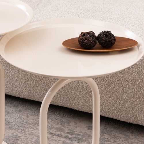 2pcs Lantern-shaped Metal End Table, Small Round Side Table 21.3'' Height Accent Pedestal Table for Living Room
