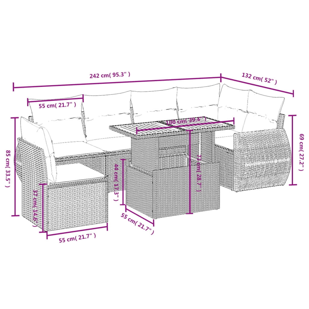 vidaXL Garden Sofa Set Black, Cream White