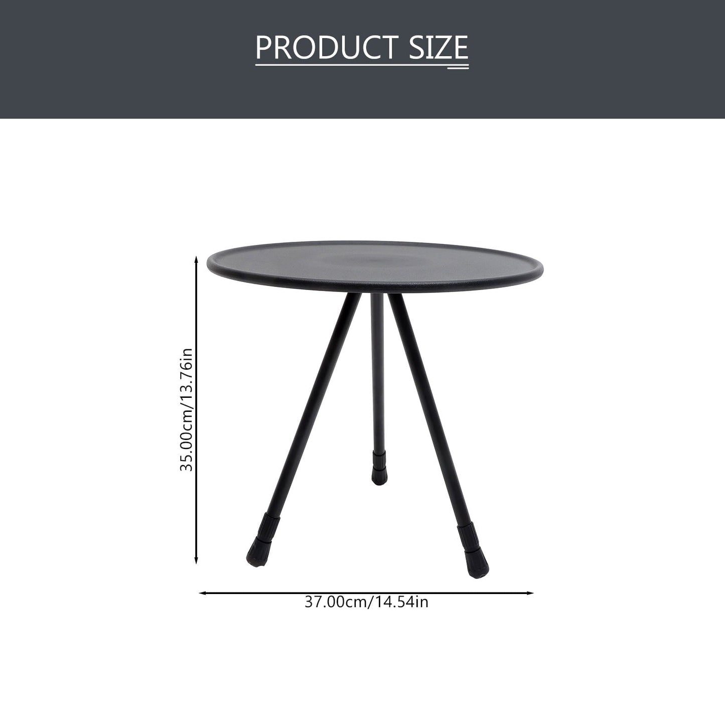 PTOOTP 1Pack Small Beach Table Black Stainless Steel Round Shape for Camping Hiking and Outdoor Use