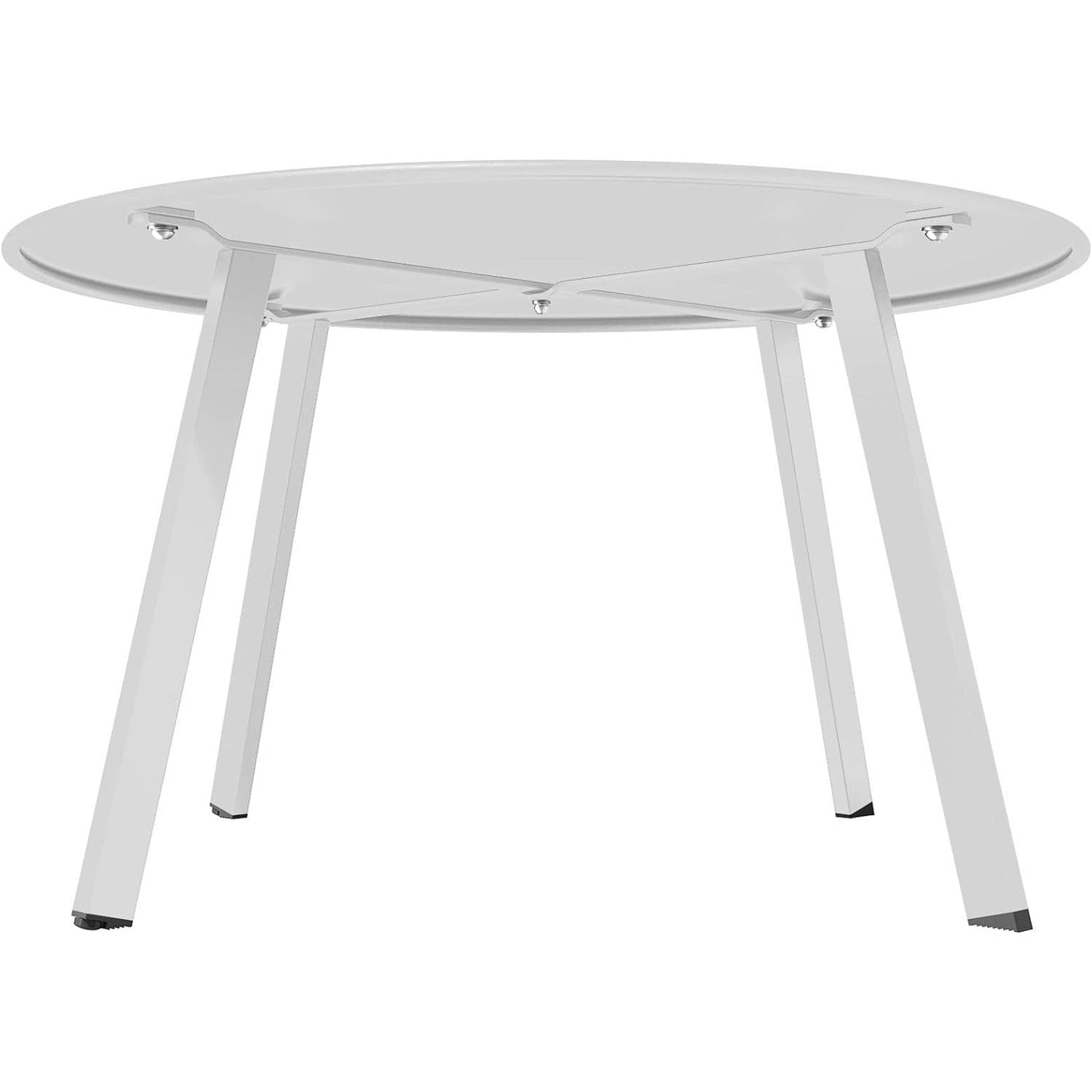 Simple Round Accent Table - Three-Legged Design with Black Non-Slip Pads, Versatile for Living Spaces/Office (Modern Decor) - White